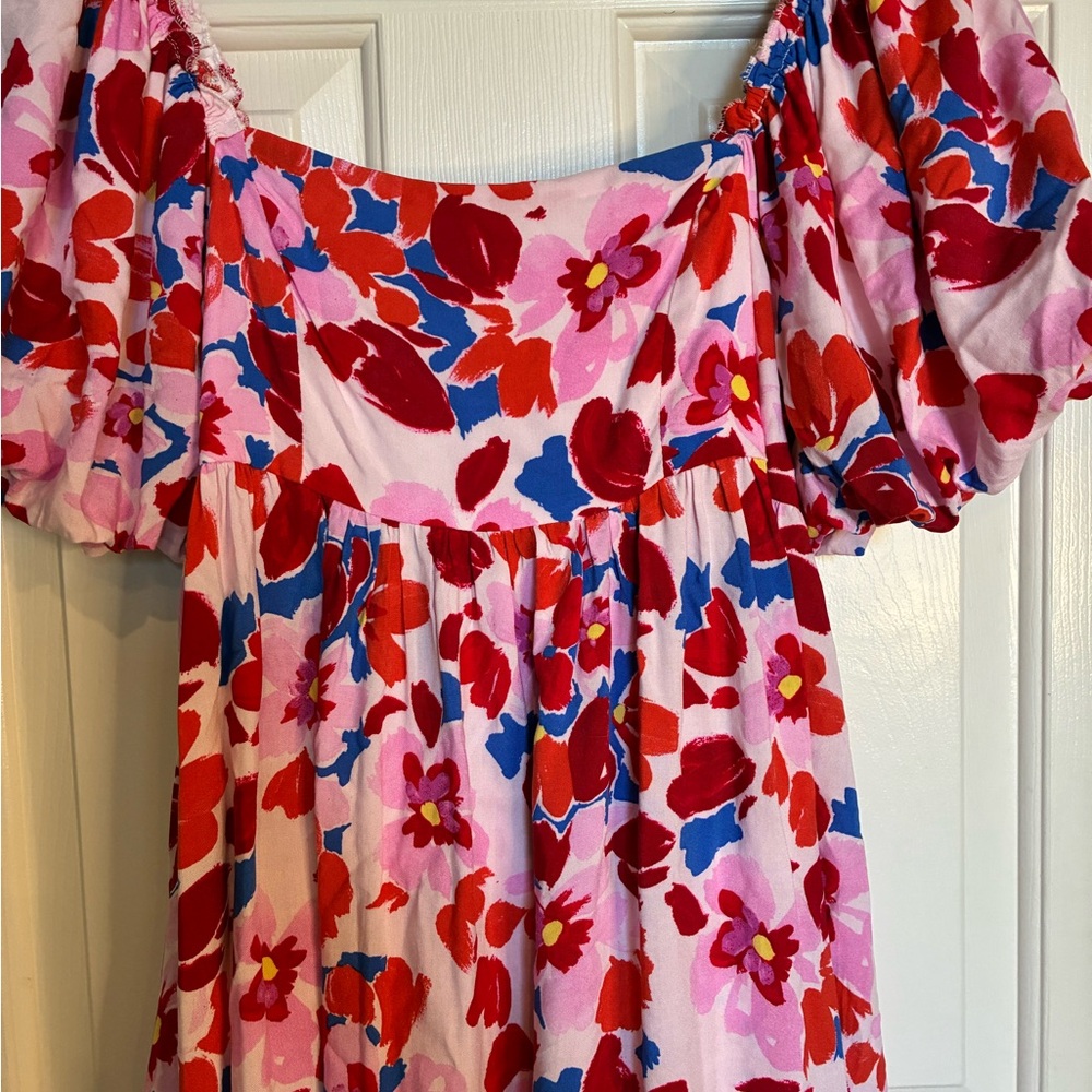 NWT Shop Neighbor Pink Floral Puff Sleeve Mini Dress